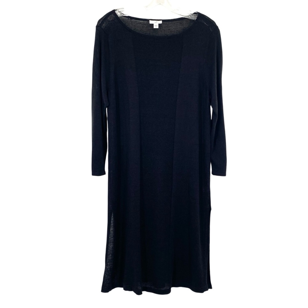 J. Jill Linen Black Tunic Midi Sweater Dress